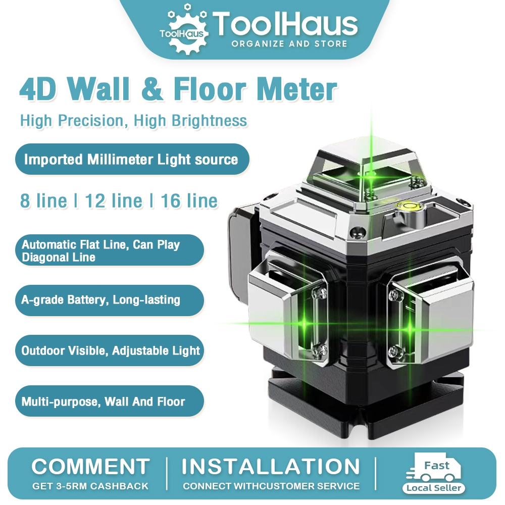 ?Ready Stock?8/12/16 Lines Point Adjustable Laser Level 360° Rotary Cross Self Leveling Adjustable Auto Measuring Tool