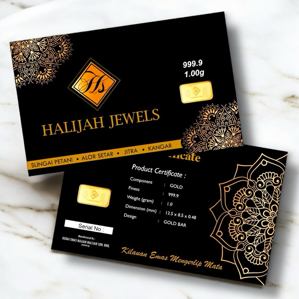 GOLD BAR HALIJAH JEWELS 999.9 (1GRAM)