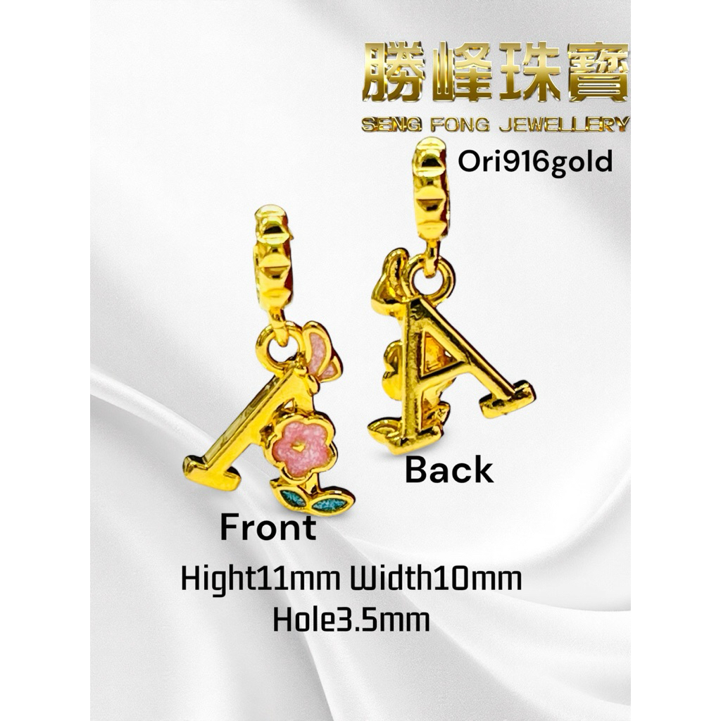 SF 916A-Z Flower Letters Pendant/Charm/100%AUTHENTIC 916GOLD(ZM091)