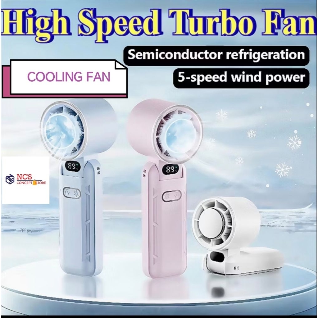 RD21 Ice Cooling Fan Foldable 3600mAh Portable Fan 100 High Speed Turbo Fan USB Kipas Mini Kipas Angin Sejuk