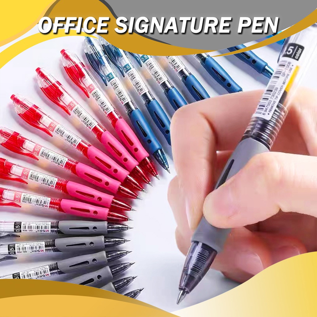 1Pc (R3 & R5) Colour Gel Ink Pen 0.5mm & 0.7mm Office Signature Pen Black Blue Red Color Pen 签字笔
