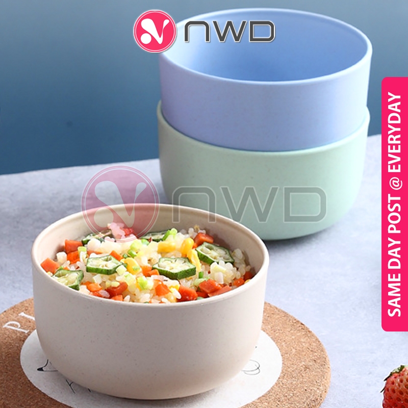 《 》 Wheat Straw Bowl Round Nordic Snack Plate Rice Noodles Soup Cereal Serving Tableware Mangkuk Plastik 小麦碗