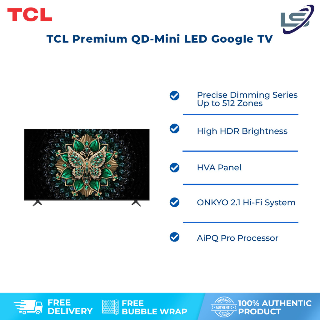 【FREE SHIPPING】 [New Model] TCL Premium QD-Mini LED Google TV C6K | 144Hz Refresh Rate | ONKYO 2.1 Hi-Fi System
