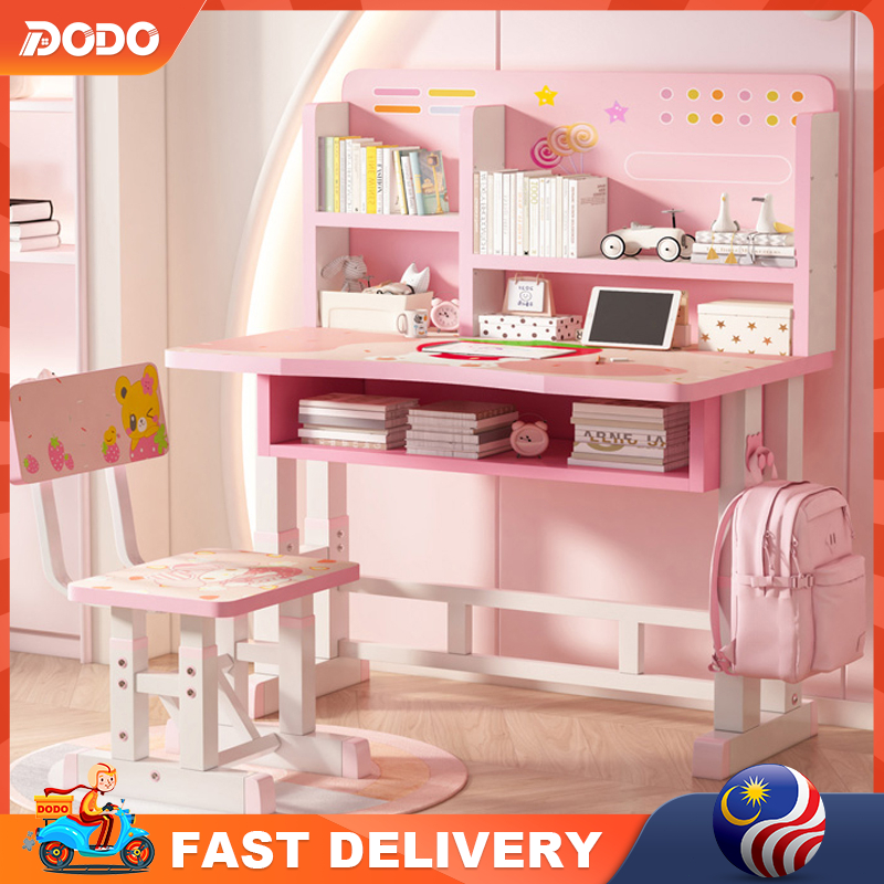 🍓Meja Belajar Kanak-kanak Household Minimalist Adjustable Children's Desk And Chair Combination Set Meja Menulis 儿童学习桌