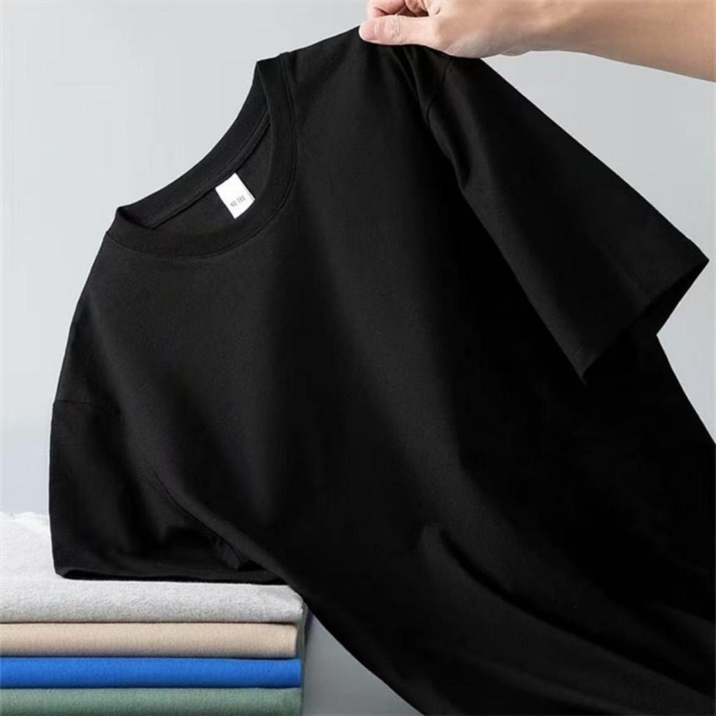 180gsm Unisex Heavy Cotton T-Shirt Crew Neck Women Men Lengan