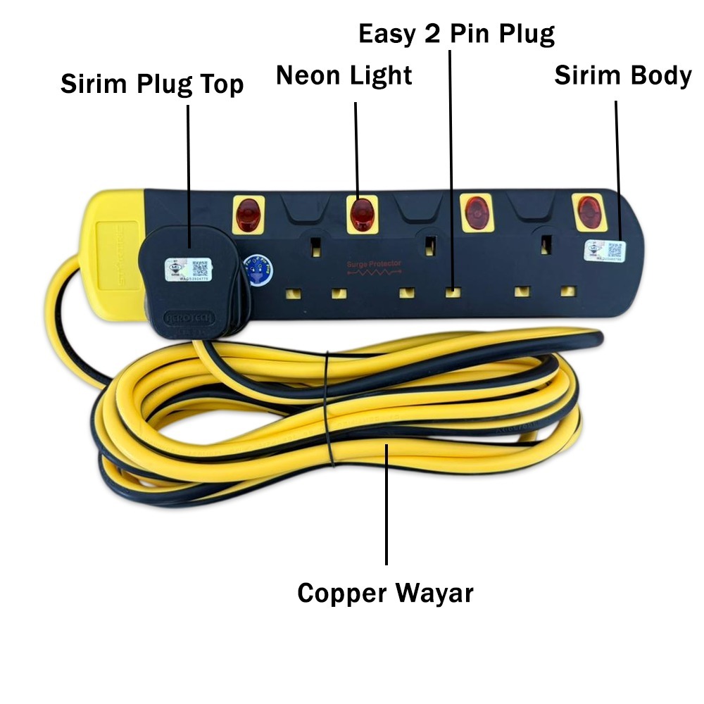 SIRIM Cert Extension Socket –2 or 5 Meter Heavy/Light Duty Power Strip 3C x 1.25mm | Extension Power Plug 插座插排