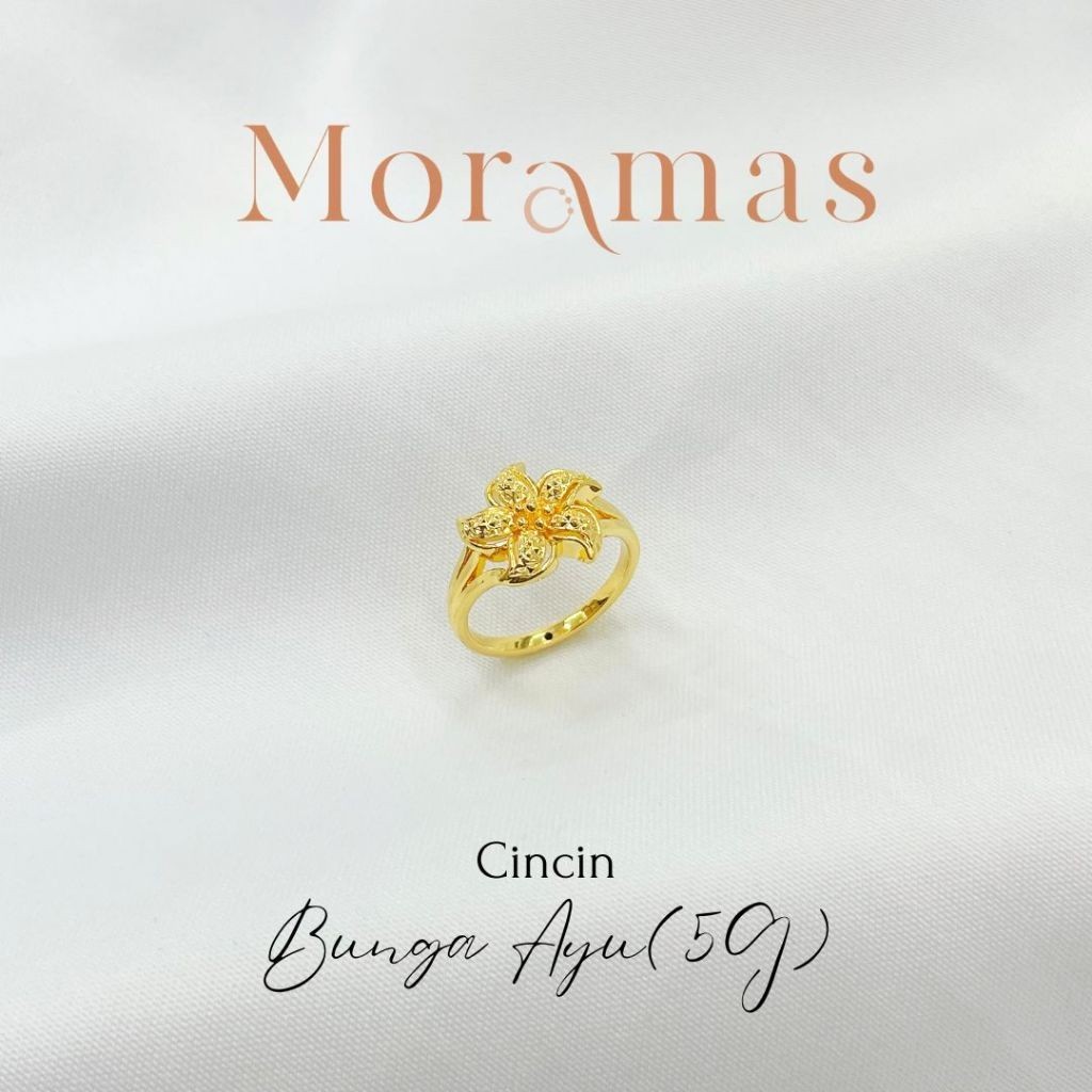 Moramas (5G) Hollow PINWHEEL FLOWER 916 Gold/ Cincin BUNGA SUSUNG Kosong Emas 916/ 绉纱茉莉戒子916金