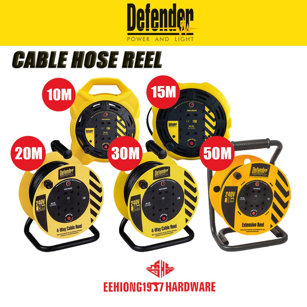 DEFENDER 10M 15M 20M 30M 50M Industrial Extension Cable Reel Wire Reel Extension Reel