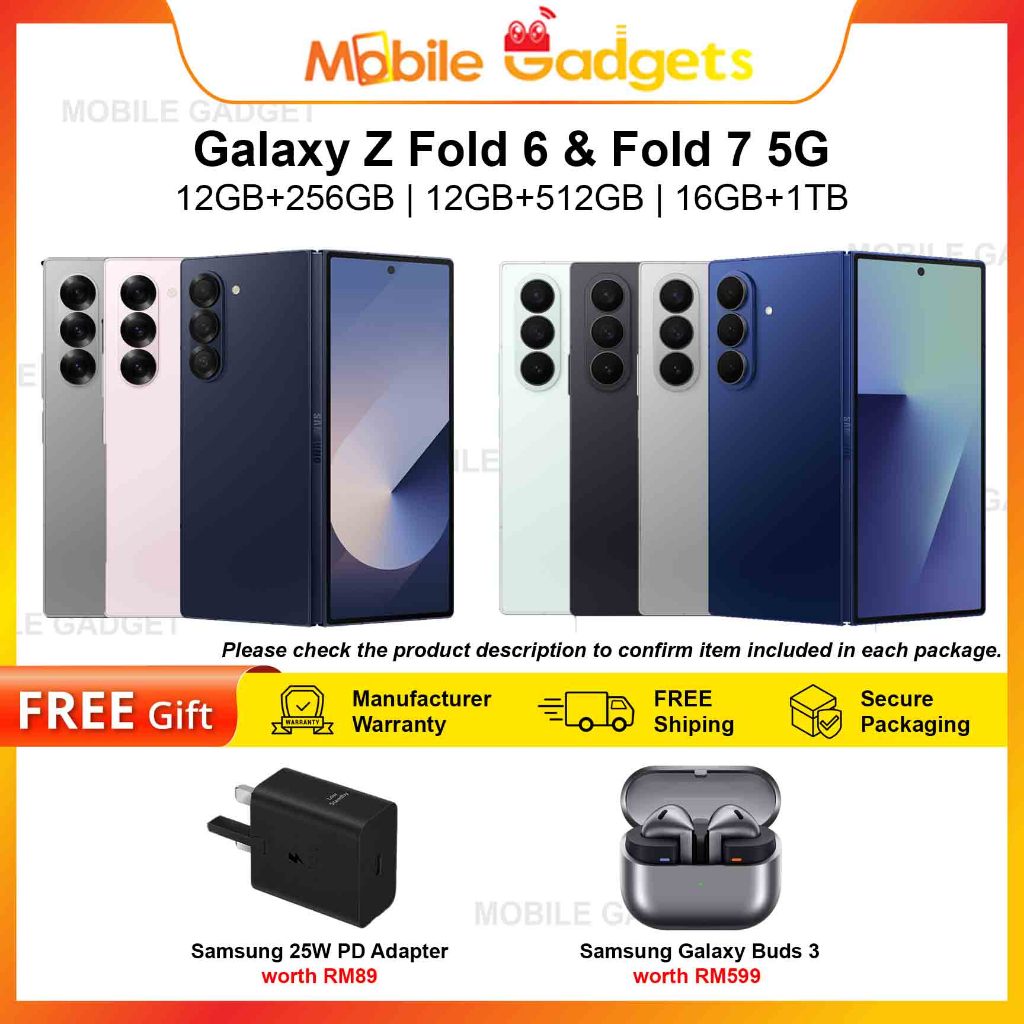 Samsung Galaxy Z Fold 7 / Fold 6 5G [12GB+256GB/12GB+512GB/16GB+1TB] | Original Malaysia New Set