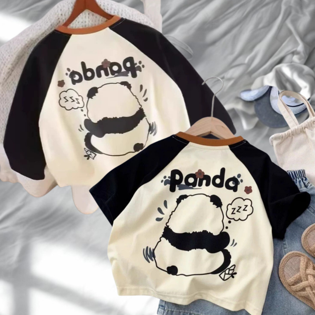 Baju Budak Lelaki 1-8Y Kids Boy Tshirt Clothes Toddler Cotton Panda Shirt Baju Baby Boy Baju Raya Jalan Merdeka
