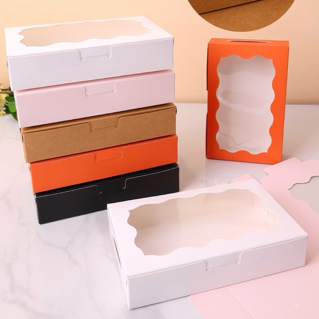 Multipurpose pastry packing box Egg tart box Cake box Bakery packaging Kotak kek 万能开窗糕点打包盒