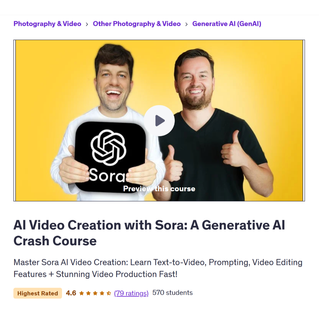 Make Ai Video Course - AI Video Creation with Sora: A Generative AI Crash Course