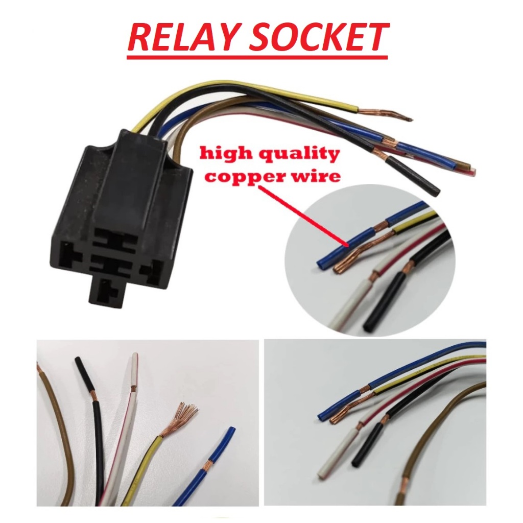 5 PIN Relay Socket Holder Clip Universal 12V Horn Hon Spotlight Relay Socket Wiring Car Kereta Motor