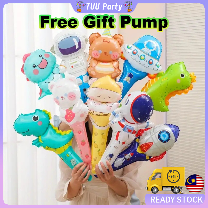 Belon Tongkat Tangan Cartoon Holding Stick Cartoon Hand Stick Aluminum Film Foil Balloon Kid Party Decoration 手持气球