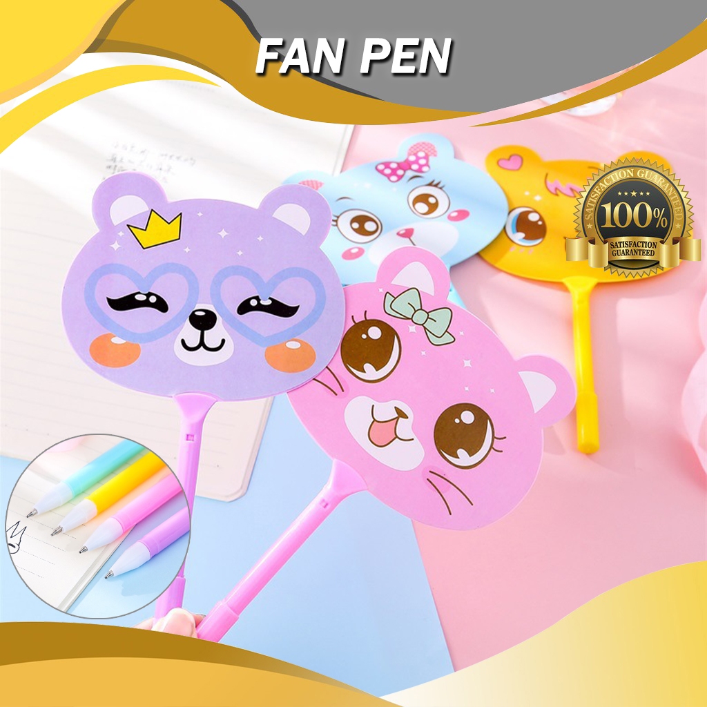 Cute Little Fan Ball Pen 0.5mm Door Gift Fancy Colorful Kawaii Hadiah Stationery Student Alat Tulis