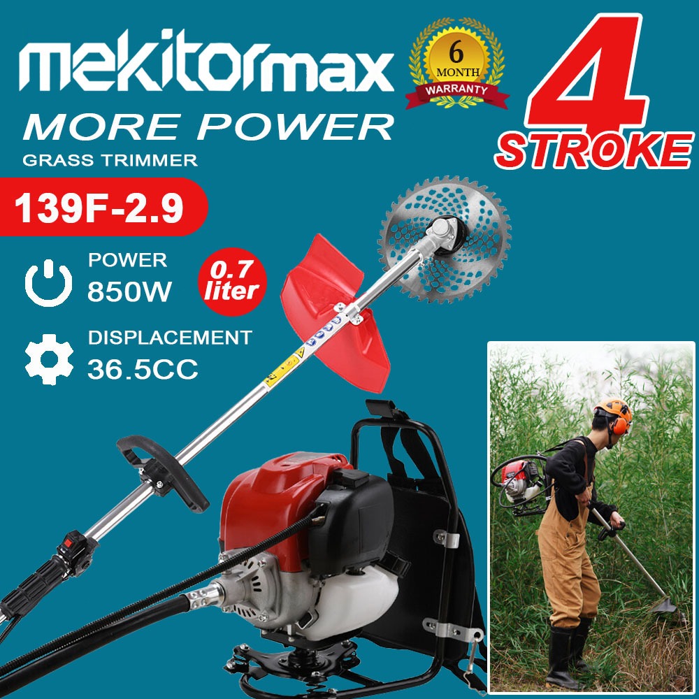 Mekitor mesin rumput 4 stroke mesin potong rumput petrol brush Cutter backpack gasoline lawn mower 36cc