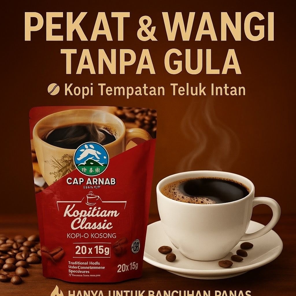 [CAP ARNAB] Kopi O Kosong Sugar-Free Strong Aroma Hot Brew Coffee 20 Sachets