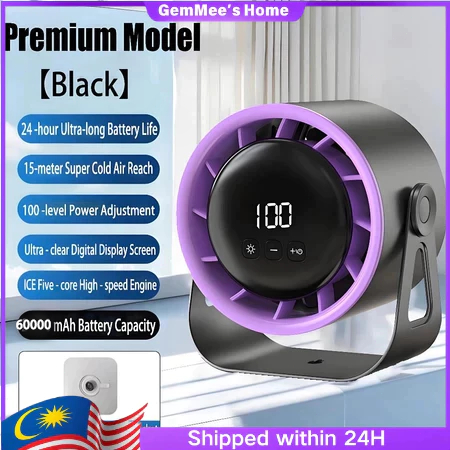 [Strong Wind & Silent] Desk Fan 60000mAh Rechargeable Fan 360° Air Circulation Fan 100-Speed Adjustable Table Fan Deskto