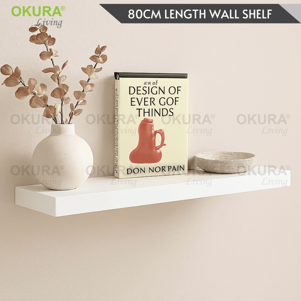 OKURA Floating Wall Shelve DIY Wall Shelf Lack Home Living Room 80cm (Thickness 3.8cm / 5cm) Rak Hiasan Dinding Tebal