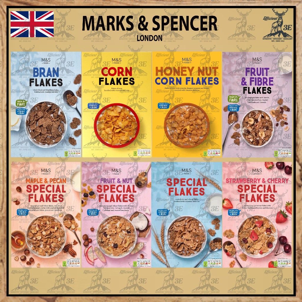 M&SMarks & Spencer Bran/ Corn/ Honey Nut Corn/ Special/ Fruit Nut/ Maple Pecan/ Strawberry Cherry FlakesHOT SALE