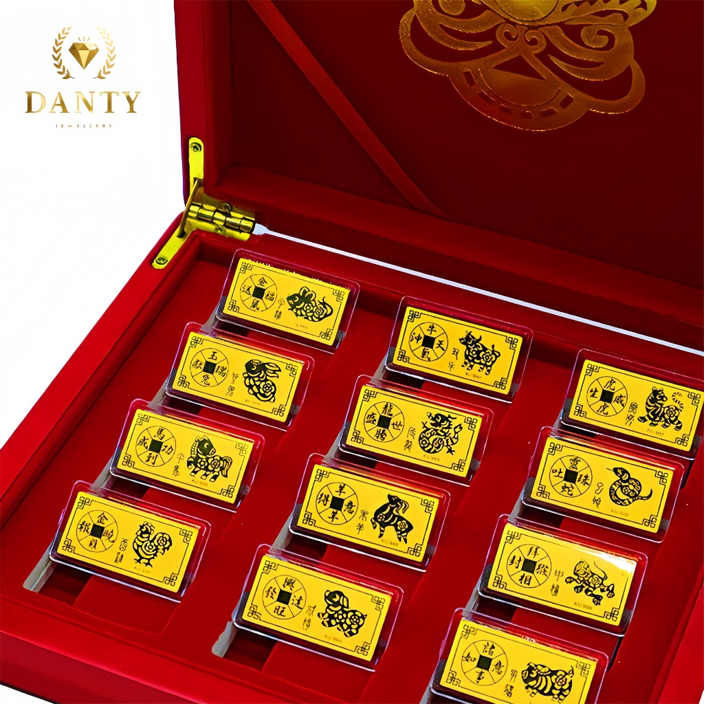 【DANTY】12 Pieces Zodiac Signs Set (1.20g) of 999/24K Pure Gold Bar