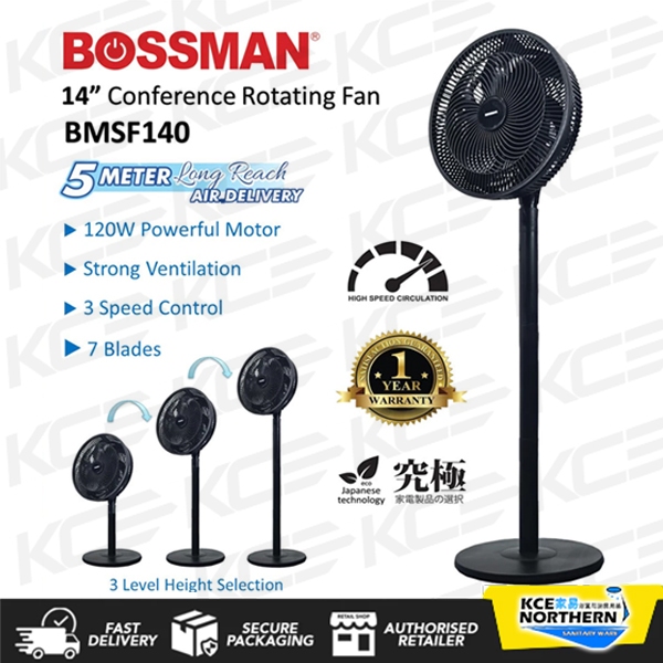 KCE 🔥Bossman 14" JET AIR Stand Fan BMSF140 Table Fan Conference Rotating JET FAN Kipas Meja Kipas Berdiri Kecil Designer