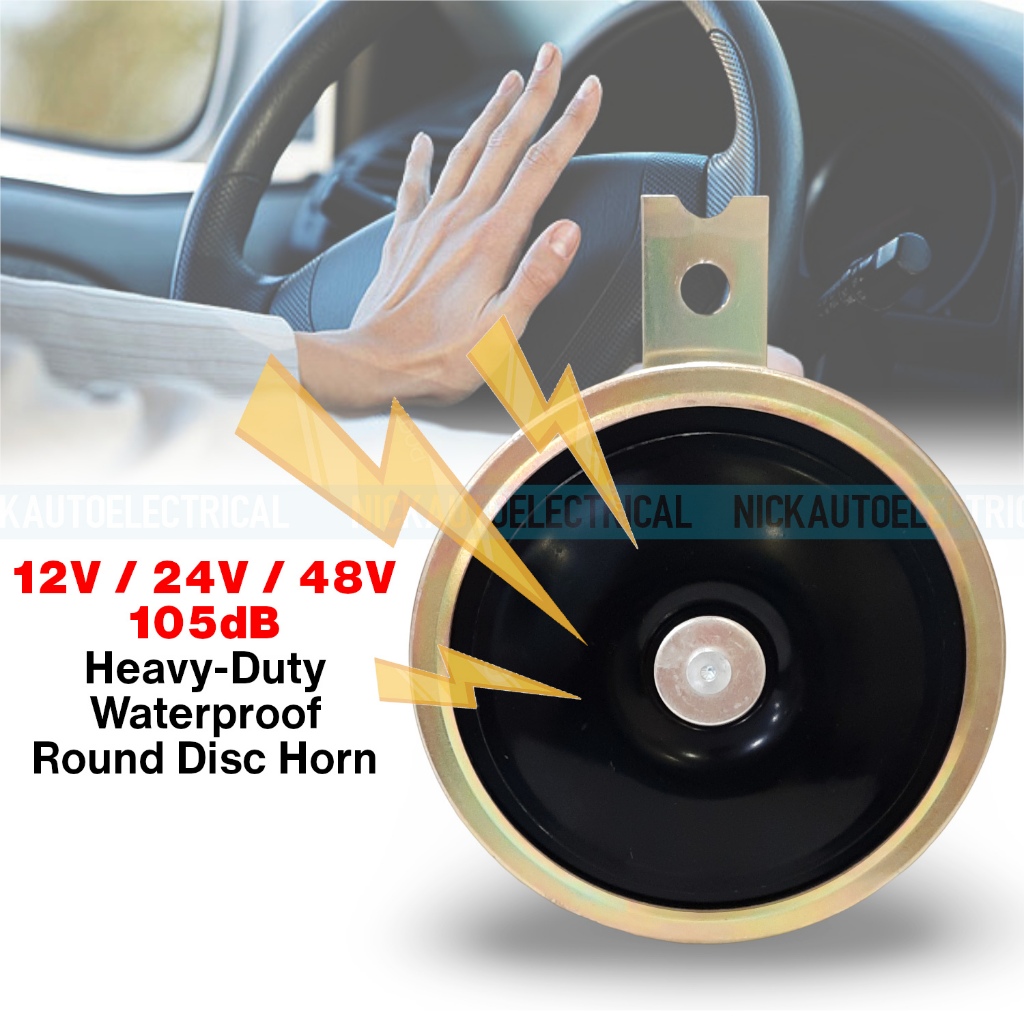 105dB 12V 24V 48V Universal Electric Disc Horn for Cars Motorcycles Truck Hon Kereta Lori Forklift