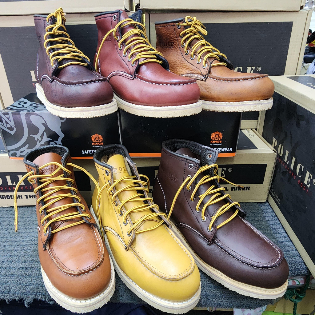 Original Brand Police Leather Laces Up Safety Boots 91594