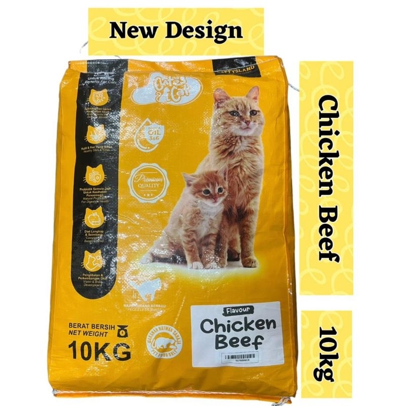 10kg Makanan kucing/Cat food (Cutes Cat) Flavour Chicken & Beef