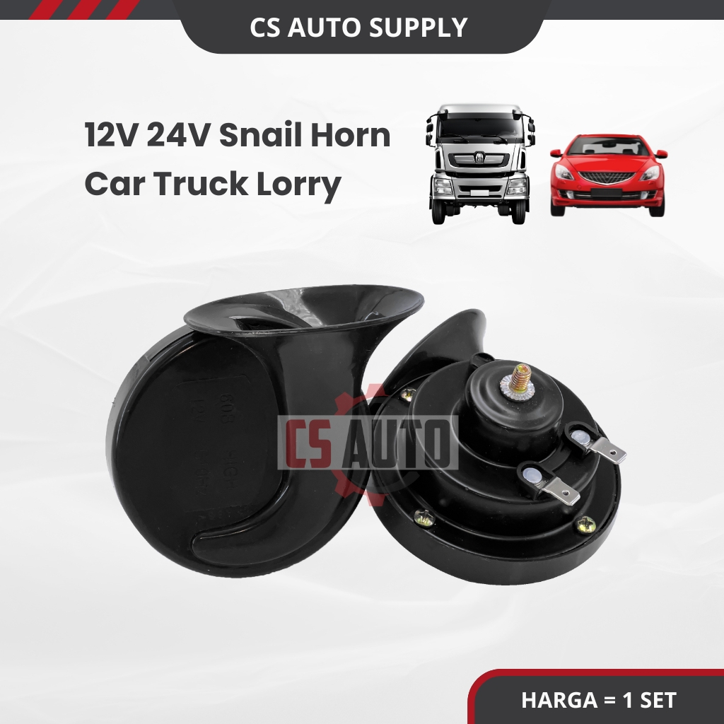 1set 12V 24V Snail Horn set Hon Siput Kereta Motor Lori Daihatsu 1 3 tan Trailer Treler Isuzu Hino