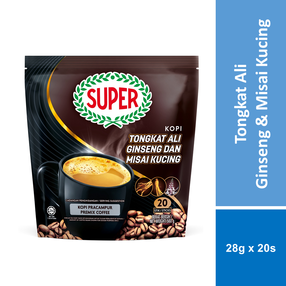 SUPER Power 6 in 1 Coffee with Tongkat Ali, Ginseng and Misai Kucing 28g x 20s