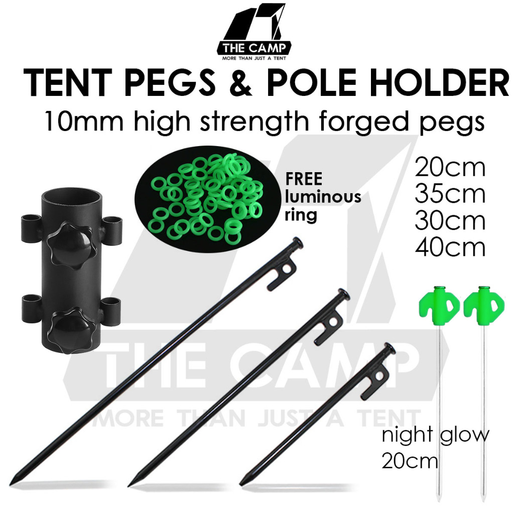 Camping Tent Steel Nail Peg and Pole Holder for Flysheet Tarp 20cm 30cm 35cm 40cm Awning Canopy Support Anchor