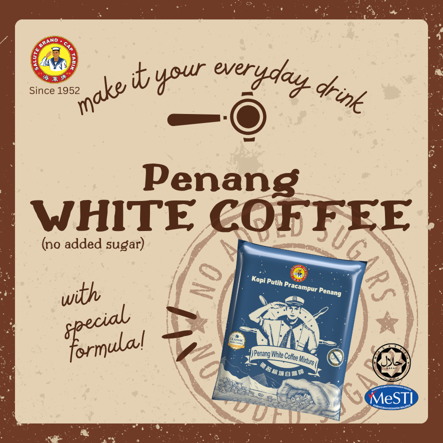 SALUTE BRAND Penang White Coffee Without Extra Added Sugar (25g x 15's x 1 Packet)