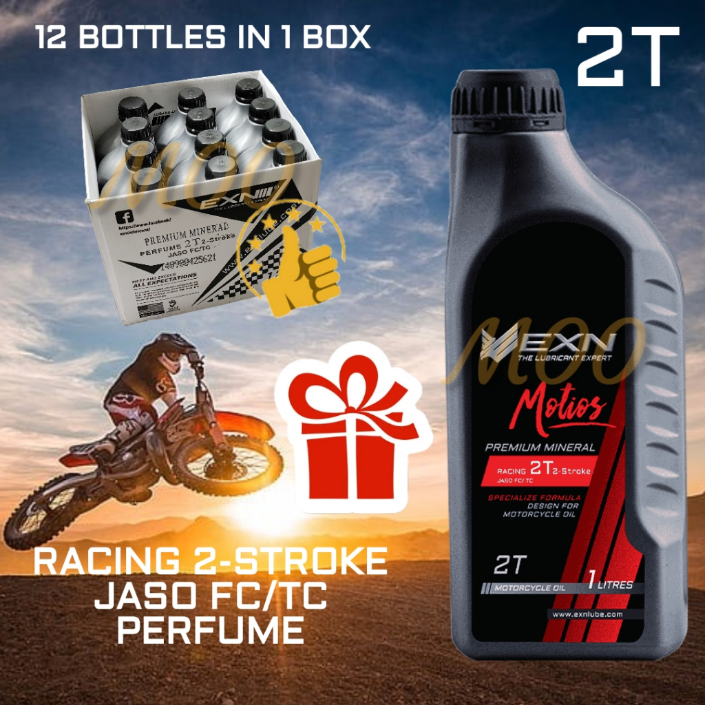 FREE GIFTEXN MOTIOS MOTORCYCLE ENGINE OIL 2T RACING 2-STROKE PERFUME PREMIUM MINERAL JASO FC/TC 1 LITRES