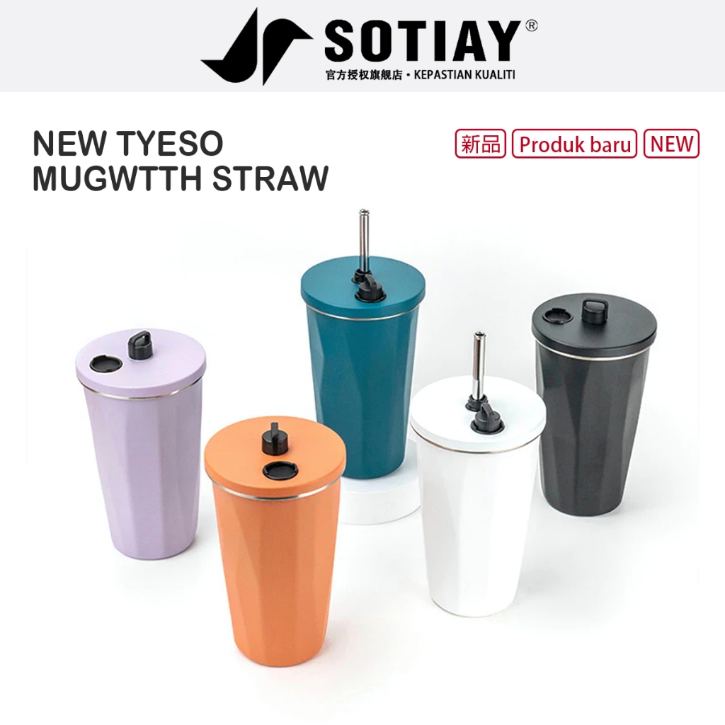 【Local Delivery】Coffee Mug Vacuum Insulated Bottle Tumbler with Straw Stainless Steel Water Bottle 600ML