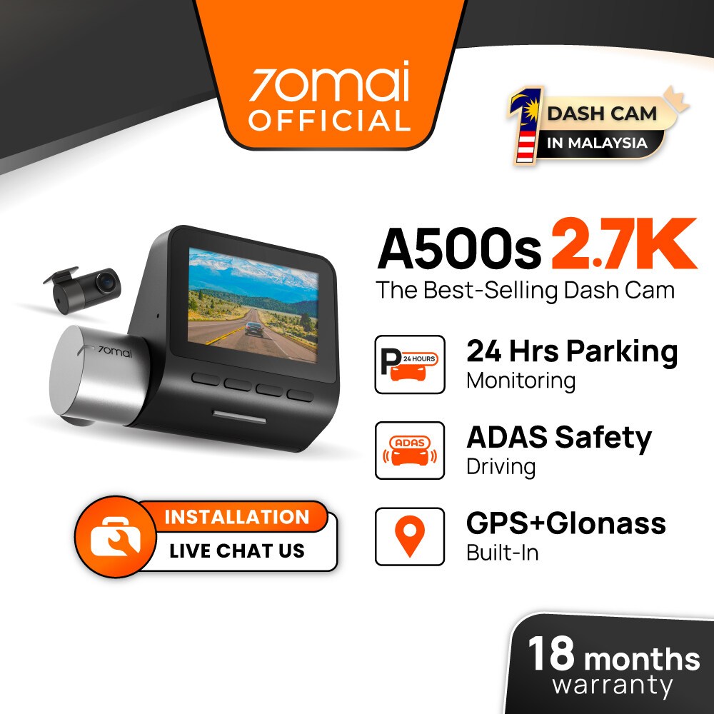 70mai A500S Dashcam PRO PLUS+ Car Recorder 1944P Rear Cam GPS App Control Night Vision Dual Vision A500