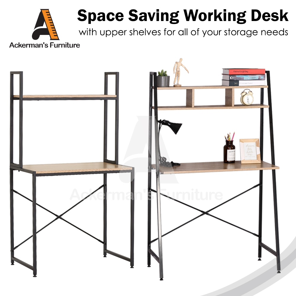 ACKERMAN Space Saving Computer Desk Writing Study Table Book Shelf Compartments Home School Hostel