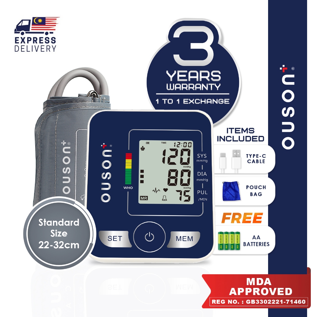 Ouson Digital Blood Pressure And Heart Beat Monitor Arm Cuff Lcd Display 2 User Mesin Tekanan Darah