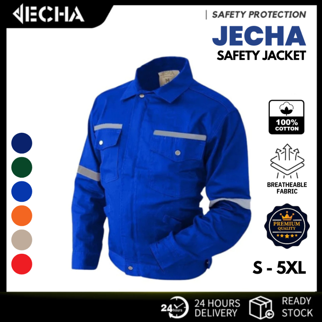 JECHA Safety Jacket Workwear with Reflector Work Jacket Baju Kerja