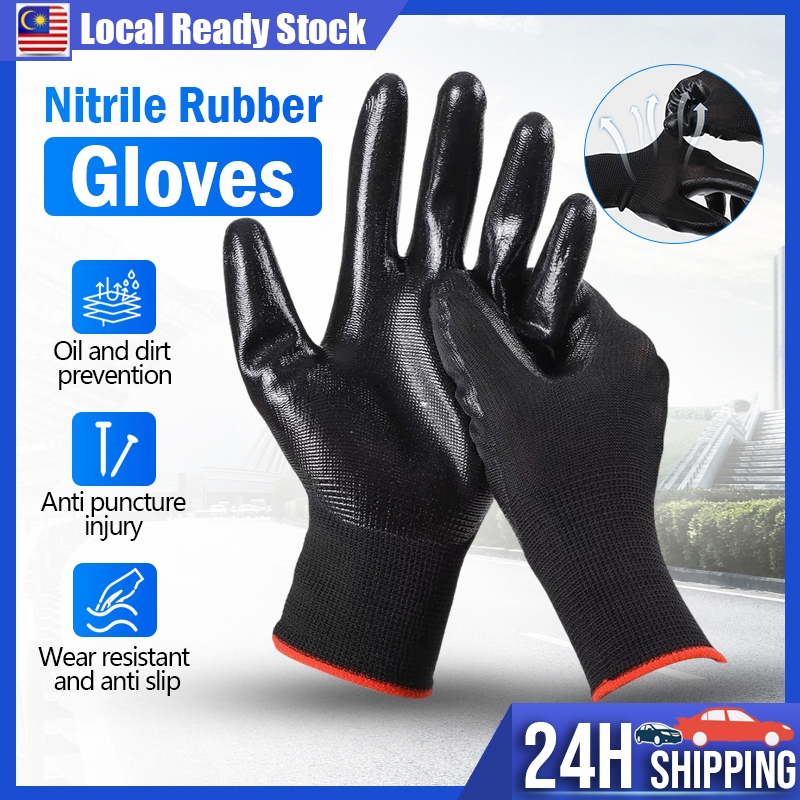 Nitrile Cotton Rubber Gloves Half Sarung Tangan Latex Glove Safety Working Coated Hand Protective Glove PU Nitrile 保护手套