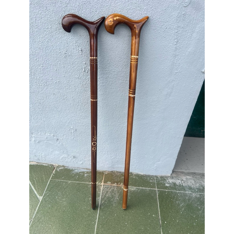 Tongkat kayu jati Curvy Elderly Wooden Walking stick berjalan👨🏻‍🦯