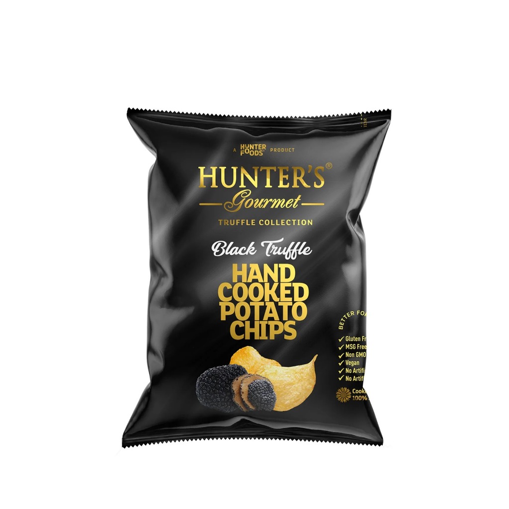 HUNTER'S GOURmet Hand COOK POTATO CHIPS B/TRUFfle PARmesan cheese cheezy 125G snek keropok snack