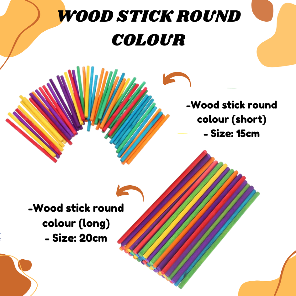 Colorful Wooden Stick Round Long Stick And Short Stick DIY Creative Handmade wooden stick