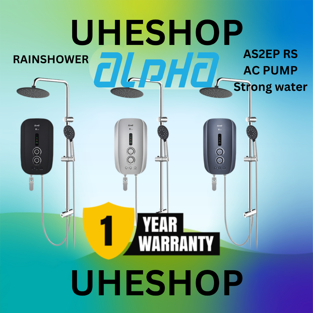Alpha Water Heater AS-2EP (Metal Black, Matt Black, Misty Silver) / AS2EP with rainshower (AC pump)