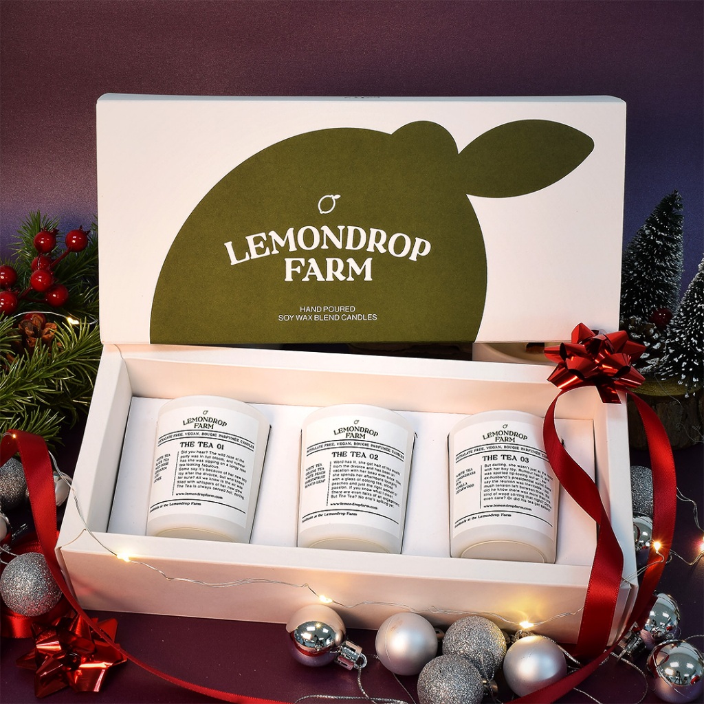 Lemondrop Farm Premium Candle Gift Set 75gx3 Christmas Birthday Wedding Celebration Unique Gift