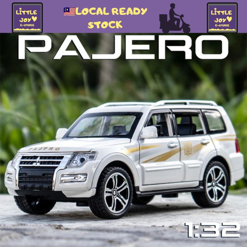 LJS1 Mitsubishi Pajero Rally SUV 1:32 Alloy Diecast Scale Model Car PullBack Light&Sound cake deco kereta mainan 模型车