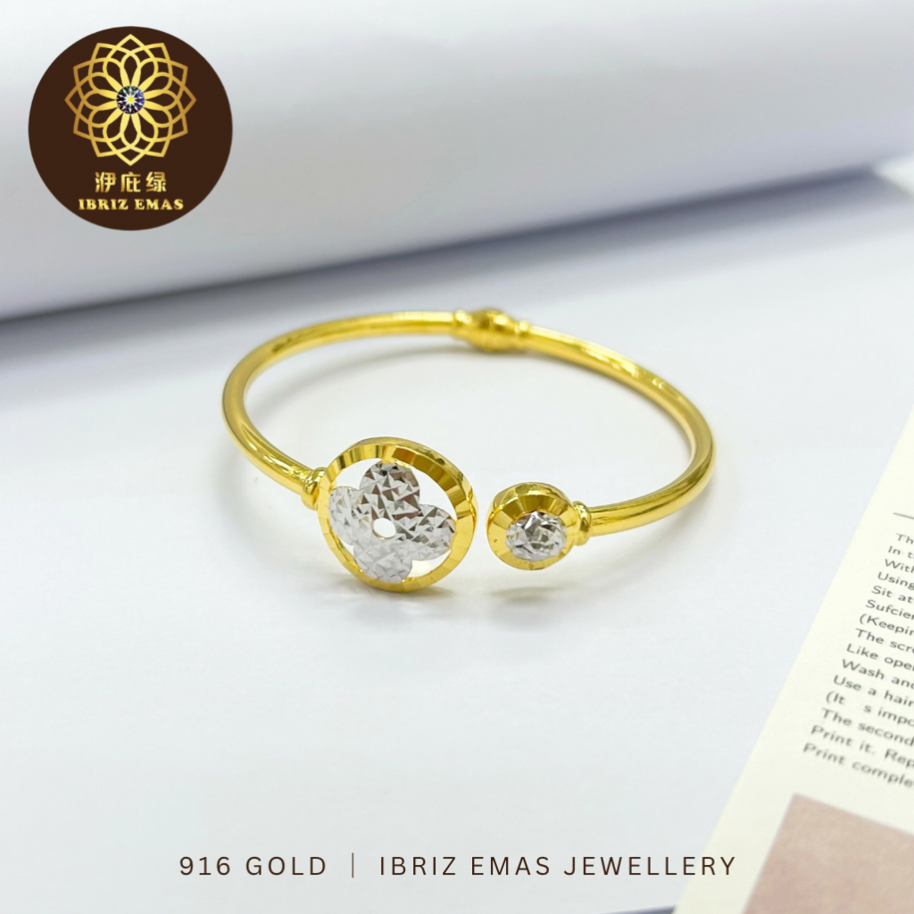 IBRIZ Jewellery BG003 | 916 Gold (22k) LVIE Flower Bangle / Gelang Tangan Bunga LVIE