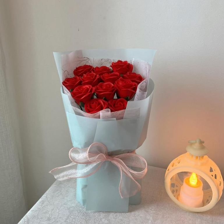 MSFBS001-004 12pcs Mini Soap Flower Bouquet S Size (for Valentine, Anniversary, Birthday, Thank you)