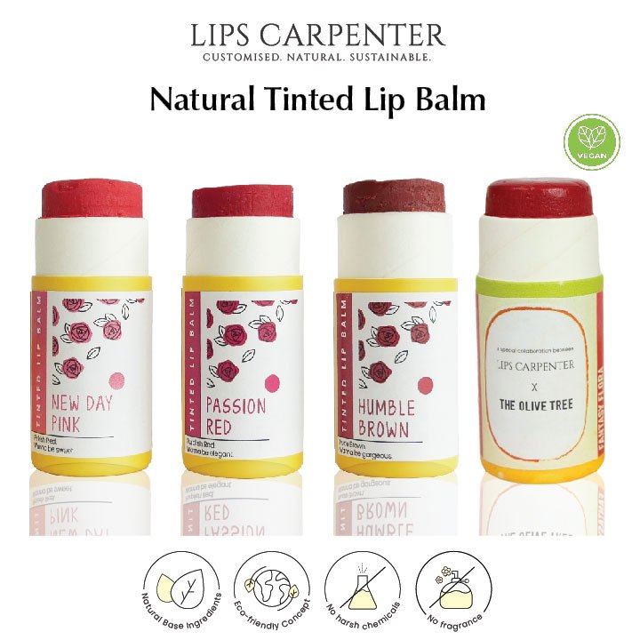 Lips Carpenter Moisturising Tinted Lip Balm 6g - Lip Tint for Dry Cracked Lips Natural Lip Treatment