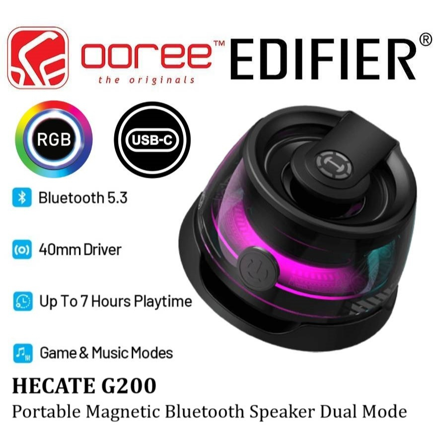 EDIFIER HECATE G200 MAGNETIC PORTABLE BLUETOOTH  WIRELESS SPEAKER WITH BATTERY LIFE UP TO 7HRS - PHO